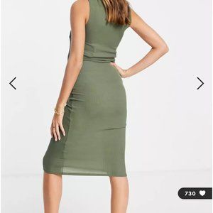 Flounce London Maternity midi dress in khaki green US 10